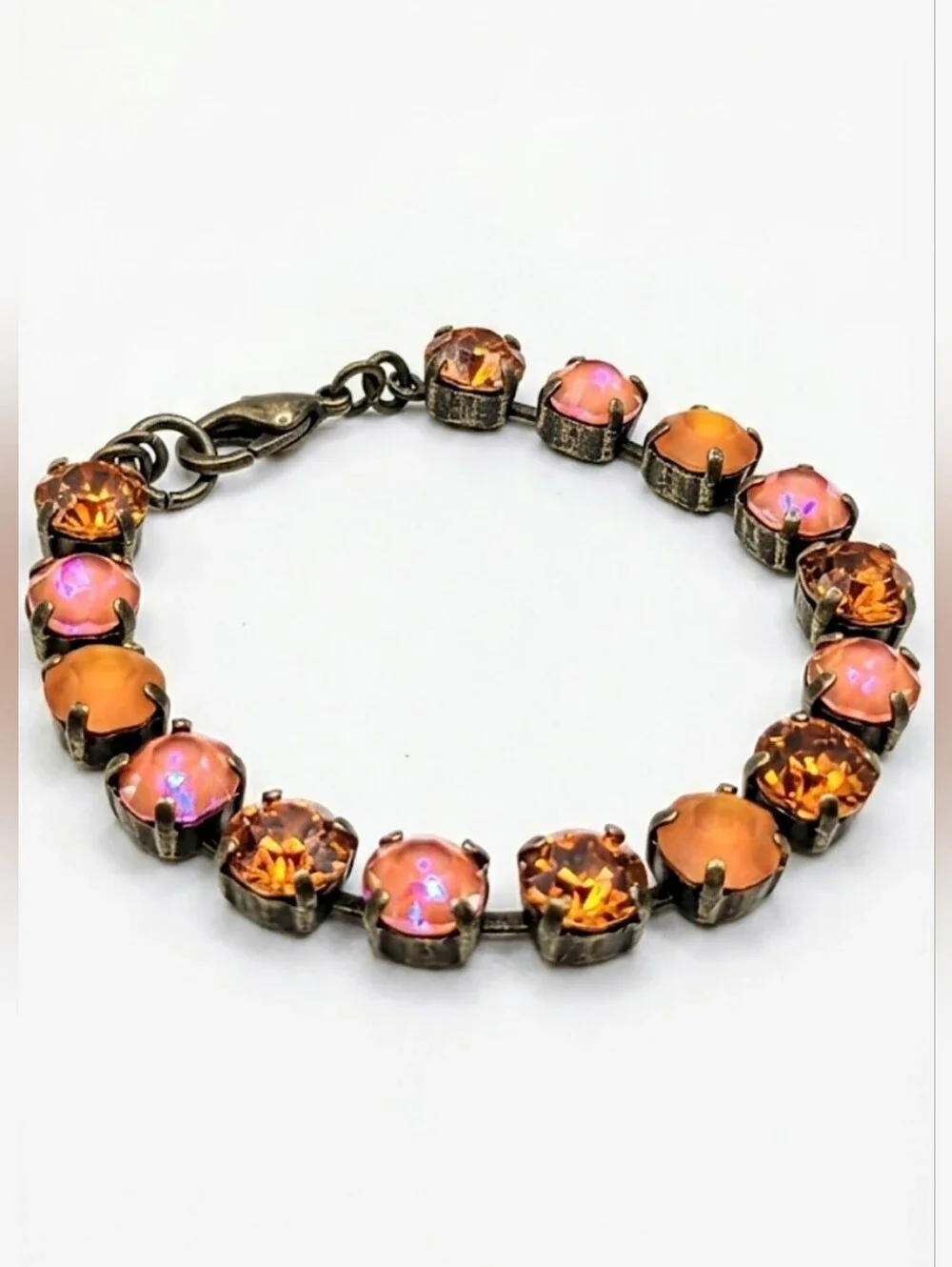 Autumn Nostalgia: Deep Orange In Swarovski Crystals In Class Tennis Bracelet